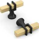 goldenwarm 5 Pack Black and Gold Cabinet Knobs Square Drawer Handles Single Hole Hardware for Kitchen Dresser Bathroom (Matte Gold and Black)