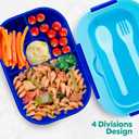 2 x Generic DifaBella Kids Lunch Box with Antispill Lid, Bento Box for Kids with 4 Compartments BPA-Free Plastic, Spoon & Fork Included, Compact and Colorful Meal Container (Blue), 8.66 x 5.9 x 2.7