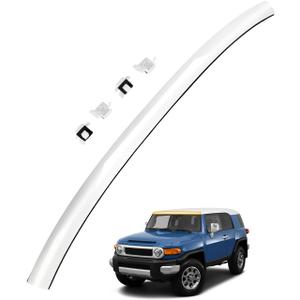 Top Windshield Molding, White, Front Upper Outside, Compatible with Toyota FJ Cruiser 2007-2014 | Replace# 75503-35061-A0 755033501 Windshield Reveal Moulding Trim, Outer Pillar Panel, w/Side Clips