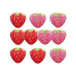 KatchOn, Red and Pink Strawberry Paper Lanterns – 10 Pack | Strawberry Lanters For Strawberry Decorations, Wedding, Anniversary Hanging Decorations | Strawberry Birthday Decorations