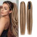 Rich Choices Claw Clip Ponytail Extension Human Hair #4P27 Medium Brown Highlighted Dark Blonde Real Hair Ponytail Balayage 18 Inch Clip In Long Ponytail Hair Extension For Women 110g One Piece