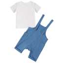 Hotfiary Baby Boy Summer Outfit Gauze Romper & T-Shirt Light Blue 12-18 Months