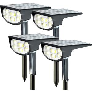 Solar Spot Lights Outdoor IP68 Waterproof, Ultra-Bright PerformanceSimple Modes for Easier Operation, Auto On/OffSolar Powered Landscape Lights for Garden, Yard, Pathway (Cool White, 4 Pack)