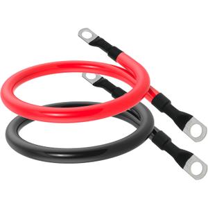 4 AWG Battery Cable 4AWG Gauge Pure Copper Battery Inverter Cables with 3/8 in Lugs Both Ends Power Inverter Wire Set for Automotive Solar Marine Boat RV Car Motorcycle Red and Black (1ft)