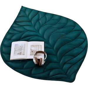 Weighted Lap Blanket 5 lbs 41"53" Luxury Soft Small Weighted Lap Pad for Adults,Portable Travel Leaf Weighted Throw Blanket for Relaxation, All-Season Use and Machine Washable Deep Green