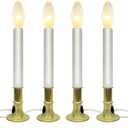 4 Pack Christmas Electric Window Candles with Dusk-to-Dawn Auto Sensor, Turns On in Dark, Off in Light, Plug in Electric Candle for Christmas Window Home Table Decor, 7W C26 Clear Bulb, Gold Base
