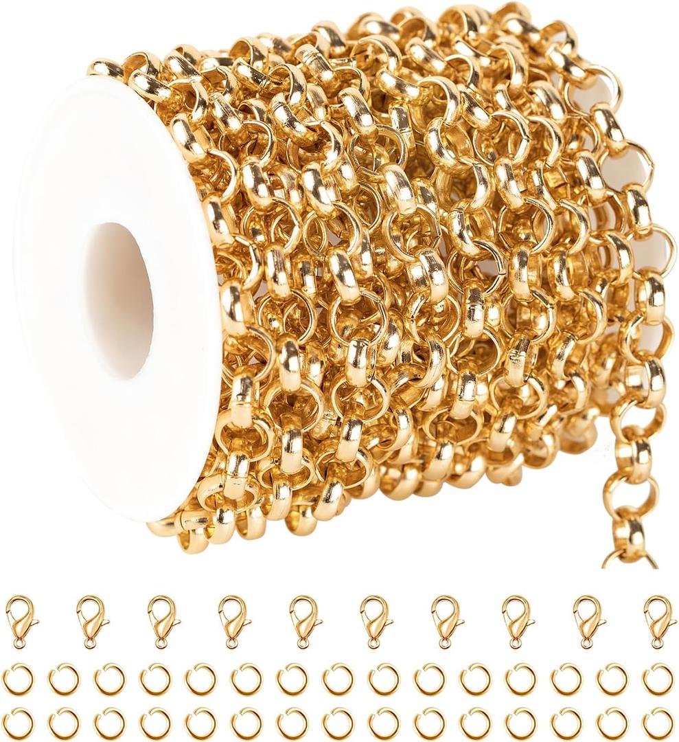 KYUNHOO Hollow Circle Chain Spool Gold Jewelry Making Chain Roll 5 Meters Aluminum Chains for Women Men DIY Craft Finding Jewelry Making Supplies KYUNHOO Hollow Circle Chain Spool Gold Jewelry Making Chain Roll 5 Meters Aluminum Chains for Women Men DIY Craft Finding Jewelry Making Supplies