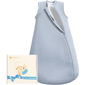 0.5Tog 1.0 Tog Baby Sleep Sack, Unisex Cotton Toddler Sleeping Sack for Babies, 2-Way Zipper Baby Wearable Blanket, Size 18-24 Months (Blue Gray)