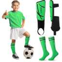 Soccer Shin Guards and Socks Kids Youth Lightweight Soccers Pads Defender with Ankle Protection Ski Shin Guards Football Equipment for Age 4-14 Toddler Boy Girl