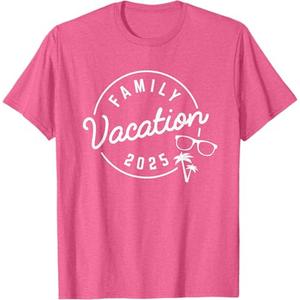 Family Vacation 2025 Funny Trip T-Shirt (Small, Pink)
