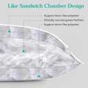 Three Geese White Goose Feather & Cotton Pillows King Size Set of 2 - Soft 600 Thread Count 100% Cotton, Medium Firm,Soft Support,White Solid
