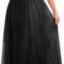 BeryLove Sequin Dress for Woman Vintage A Line Wedding Formal Swing Mesh Dress Sleeveless Cocktail Maxi Gowns. L