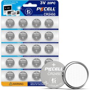 PKCELL 20 Pack CR2450 Battery CR 2450 3V Lithium Battery, 5-Year Shelf Life,High Capacity, Long Lasting Power, Mercury-Free