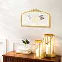 Vintage Arched Linen Cork Bulletin Board with Gold Bow 24"x 15" Elegant Decorative Pin Board for Walls, Metal Frame Vision Board for Notes, Photos, Inspiration, Chic Home Office Decor for Women