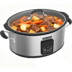 HOMECOOKIN Slow Cooker, Extra Large 10 Quart Digital Programmable Slow Cookers with Timer, Dishwasher Safe Glass Lid & Crock, Kitchen Appliance for Families and Gatherings, Stainless Steel