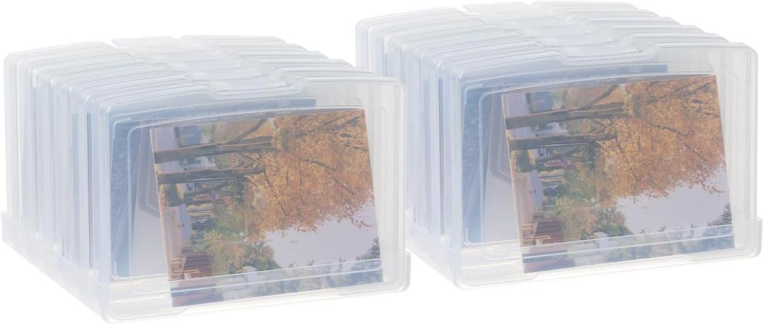Novelinks Transparent 4" x 6" Photo Storage Boxes, 6 Inner Photo Organizer Cases with Tray, Picture Storage Containers for 4x6 Prints, Craft & Memory Card Sorting Box (Clear 2Pack)
