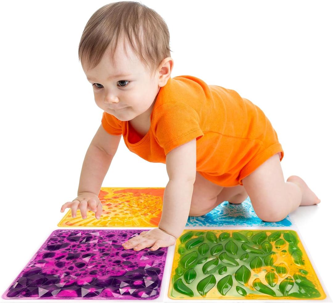 edusense Liquid Motion Floor Tiles Interactive Sensory Play Mats for Kids, Non-Slip & Cushioned, Dynamic Visual Effects, Develop Motor Skills, Easy to Store, for Home & Classroom, 11.8X 11.8 Inches
