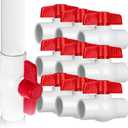 10PCS PVC Ball Valve 1/2Inch, Shut-Off Valve Socket with Red T-Handle, Slip PVC Ball Valve Water Supply Lines, Outdoor Plumbing & Irrigation System