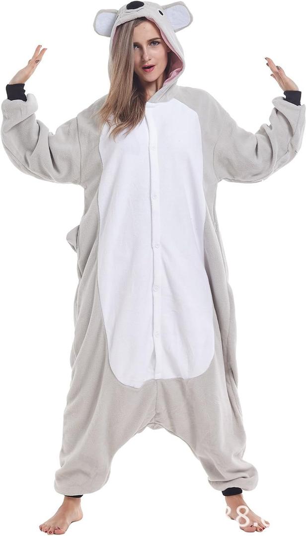 Animal Onesie Adult Unisex One Piece Cosplay Costume Pajamas (Grey Koala) XL