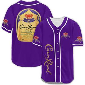 XXME Crown Fan Baseball Jersey Shirt, Crown Lovers Shirt Sports Uniform (Purple, L)