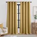 jinchan Linen Textured Room Darkening Curtain 96 Inches Long for Living Room Room Thermal Insulated Grommet Top Window Drape for Bedroom 52x96 Mustard Yellow 1 Panel
