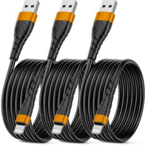 MFi Certified for iPhone Charger Cable 3 Pack 10 Ft, Extra Long for Lightning Charging Cord, Fast 2.4A for iPhone USB Cord Compatible with iPhone12/11/XS/Max/XR/X/8/8P/7P/6/iPad - Orange