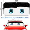 Funny Eyes Windshield Sun Shade for Car, 59 x 27.5in with Black Classic Designed, Foldable Front Window Sunshade for Sedan Compact Car Hatchback Small SUV, UV Heat Protection