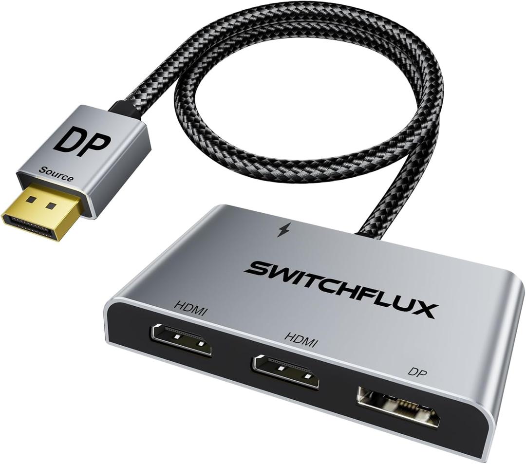 DisplayPort to Dual HDMI with DP Adapter |4K@60Hz| Extended Display 1 in 3 Out MST Hub for Multiple Monitors Compatible with PC,NVIDIA/AMD Graphics Card