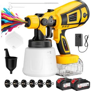 Paint Sprayer, High-Efficiency Electric Spray Paint Gun with 2x4.0Ah Batteries, Easy to Clean & Use, 3 Spray Patterns for Furniture, Walls, Fences, DIY Projects