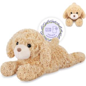 Heatable & Coolable Lying Golden Retriever Stuffed Animals, Microwavable Stuffed Animal Heating Pad for Period Cramps, Lavender Scented Dog Plush for Stress Relief, Cute Puppy Gifts for Kid