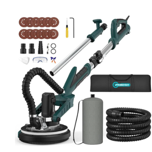 1250W 11.5A Drywall Sander, Electric Drywall Sander with Vacuum Dust Collection, 5 Variable Speed 800-1800RPM, Extendable Handle, Popcorn Ceiling Removal Tool with LED Light, 18Pcs Sanding Discs (Yellow)
