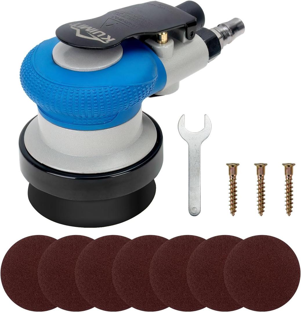 3-Inch Mini Air Sander | High-Speed 11,000 RPM Pneumatic Orbital Tool | Compact DA Sander for Auto Detailing, Spot Repair & Small Projects (Black)