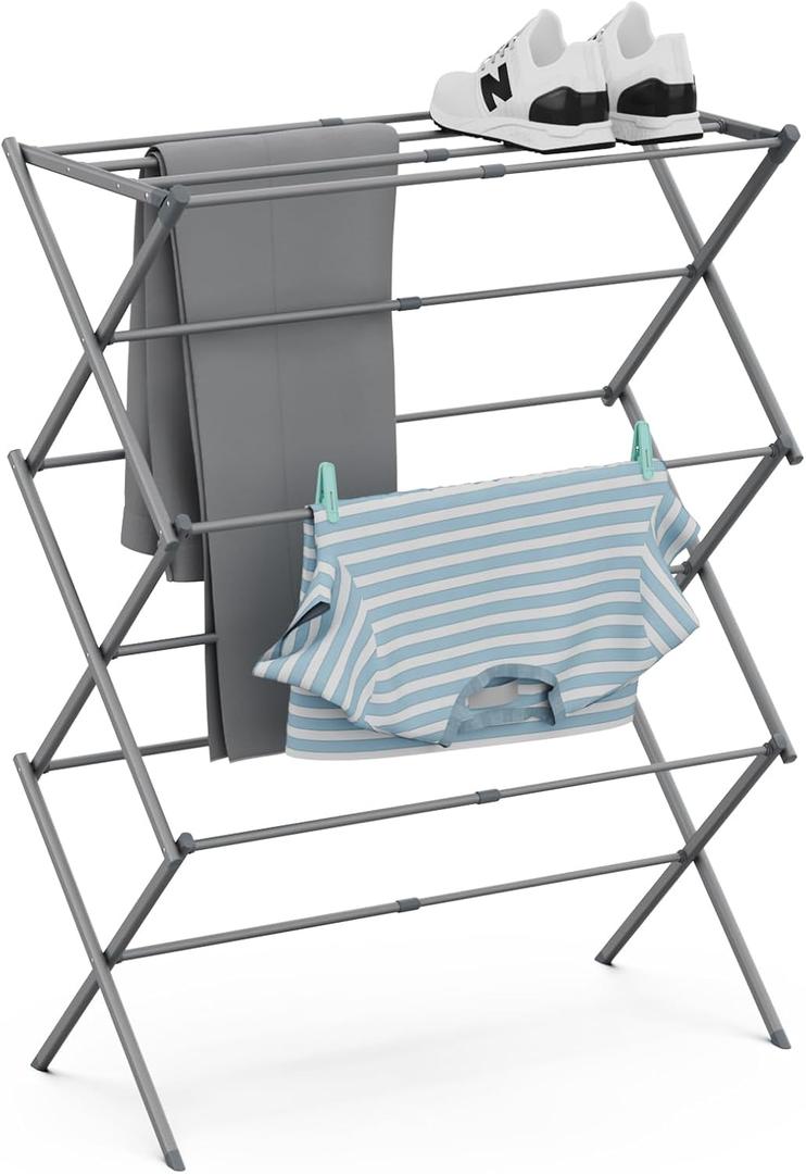 Drying Rack for Laundry, Foldable Clothes Drying Rack, Small Collapsible Dry Rack for Clothes, Use for Indoor & Outdoor Drying Clothes, 40"x29"x14.5" (Grey) (Gray)