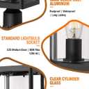 Beionxii Outdoor Post Lantern, 20inch Large Modern Lamp Post Light Fixture Exterior Pillar Lights with Pier Mount Base, Black Cast Aluminum w/Clear Cylinder Glass - A291P-2PK (NOT Solar, 110-120V AC)