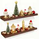 Love-KANKEI Floating Shelves Wall Mounted Set of 2, 24 Inch Wood Storage Wall Shelves for Bedroom Living Room Bathroom Kitchen Office and More Dark Walnut