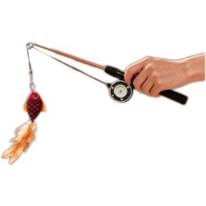 2 x Cat Wand Toy Fishing Pole, Retractable Interactive Cat Games with Feather Teaser & Clicking Reel, Catcher Exerciser for Indoor Kittens & Adult Felines, Casts Over 7 Feet