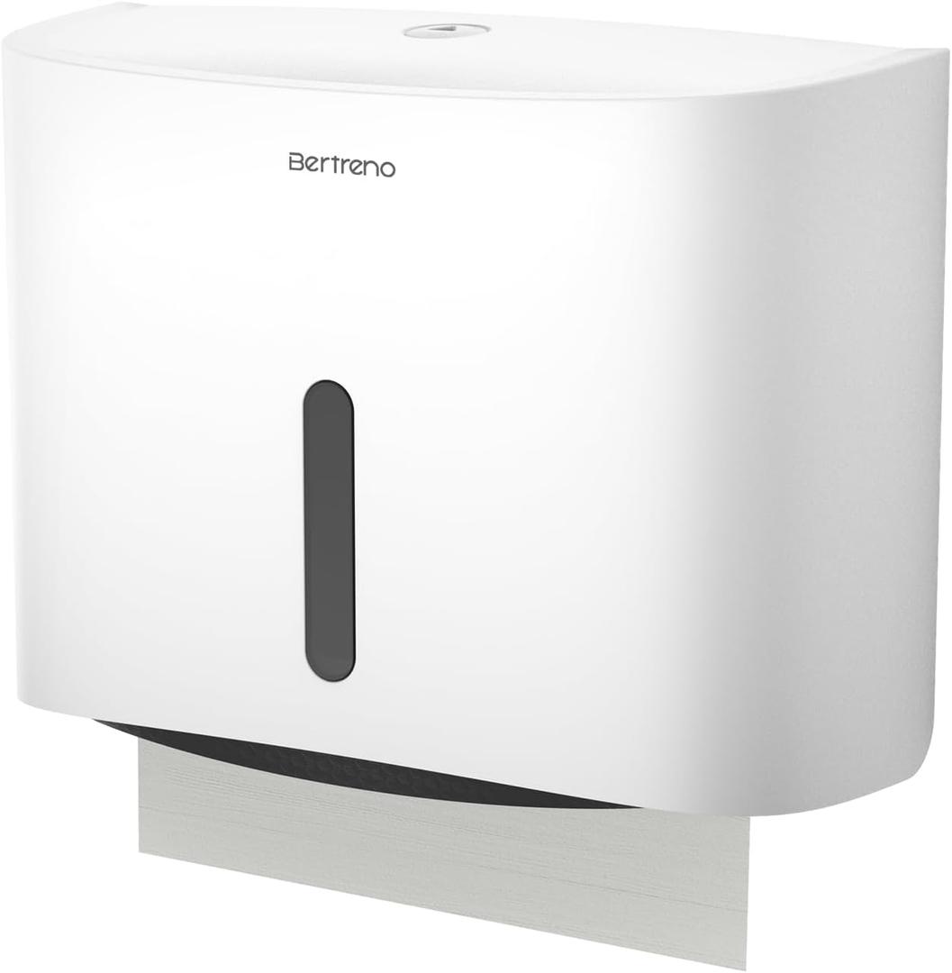 Commercial Paper Towel Dispenser Wall Mount Paper Towel Holder Large Capacity C Fold Hand Towel Dispenser Bathroom Tissue Dispenser (White)