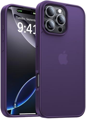 KCQNine for iPhone 16 Pro Case, [Military-Grade Drop Protection][Anti-Yellowing] Shockproof Protective Translucent Matte Cover for iPhone 16 Pro Phone Case,Dark Purple