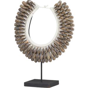 Deco 79 Shell Necklace Handmade Decorative Sculpture Home Decor Statue with Stand, Accent Figurine 12" x 6" x 15", Brown