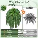 Livole 2 Pcs 67" Fake Ferns Large Artificial Plants Outdoor, Artificial Ferns for Outdoors Large Faux Boston Fern with 57 Branches Realistic UV Resistant for Planter Home Garden Porch Hanging Decor