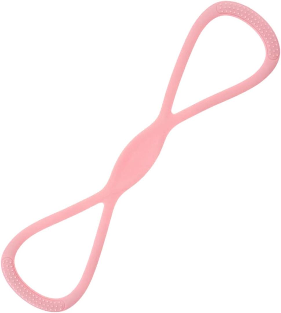 Figure 8 Resistance Band, 25LB Silicone Exercise Band with Non-Slip Handles for Women, Portable Stretch Band for Home Fitness Yoga Shoulder Back Training