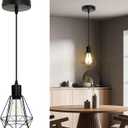 LTBLIGHT Black Pendant Light, Modern Single Pendant Light Fixture with 1.2m Cord, Metal Hanging Lights with E26 Socket for Kitchen Island Dining Room Entryway Hallway-1 Pack