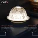 2 x Cello Porcelain Tealight Holder Dome - Special Friend Butterfly Design with 3D Projection & Loving Message for Scented Unscented Tealights & LED Candle Wax Warmer Mom Easter Women Gifts Ornament Home