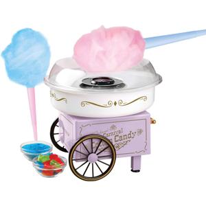 Nostalgia Vintage Hard and Sugar Free Candy Countertop Cotton Candy Maker, Includes 2 Reusable Cones And Sugar Scoop Lavander