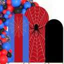 3 Pcs Spider Arch Backdrop Cover 4ft 5ft 6ft Red Blue Black Arch Backdrop Cover Double-Sided Spider Birthday Party Decorations for Photo Props Cosplay Wedding Baby Shower Decoration