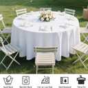 MRJ Round Tablecloth 90 Inch Washable Resistant Wrinkle Polyester Table Cloth White Fabric Table Cover for Buffets Parties Picnics