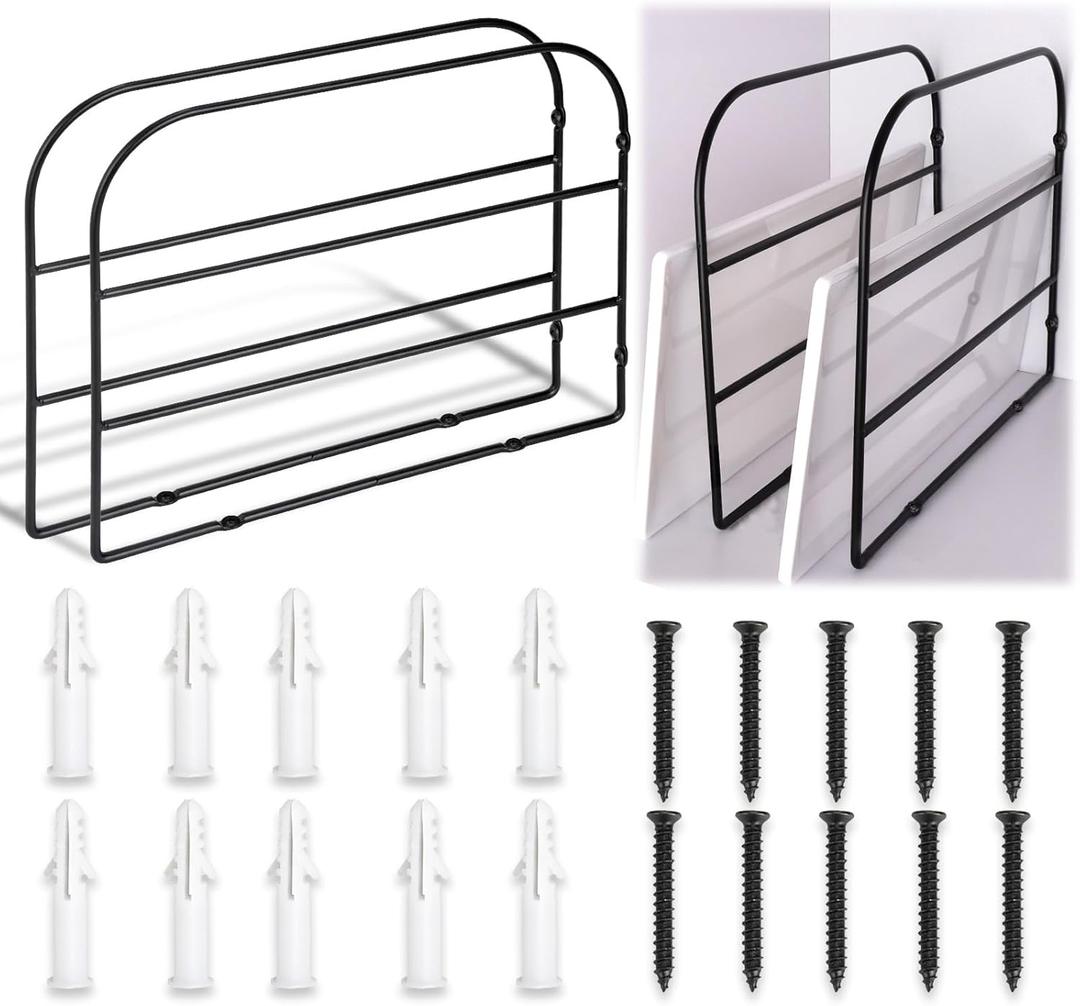 2 Pack Base Cabinet Tray Dividers 12x9 Inches Black Metal Sheet Rack Organizer Bakeware Container for Wall Base Kitchen Cabinets (2)