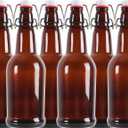 16oz - Swing Top Glass Bottles, Flip Top Glass Water Bottles for Fermentation, Kombucha, Oil, Vinegar, Vanilla Extract, Juice, Tea, Wine - Beer Brewing Bottle, 6 Pack