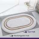 DEXI Oval Bath Mats for Bathroom, 24x43 Absorbent Bath Mat, Washable Microfiber Bathroom Rug with Non Slip Backing for Shower Floor, Beige