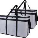 Bodaon 2-Pack Insulated Food Delivery Bag for Hot and Cold Meal, XXX-Large Grocery Tote Insulation Bag for Catering, Pizza Warmer, Cooler/Thermal Bags, Grey